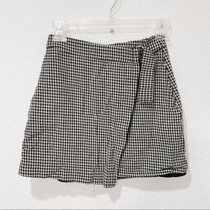 Gingham Wrap Mini Skirt